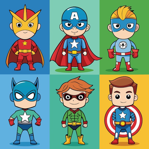 Adorable Superhero Cartoon Characters A Collection of Iconic Designs