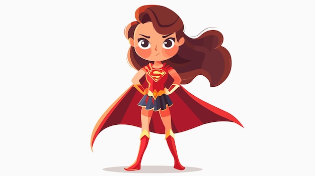 Vector adorable superhero girl cartoon character illustration