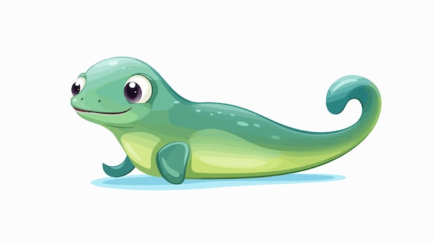 Adorable Tadpole Cartoon Drawing Vector Illustration on White Background