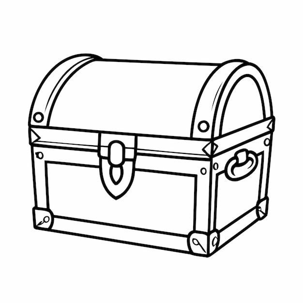 Adorable treasure chest doodle illustration for kids page