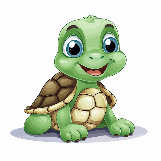 Adorable Turtle Cartoon Character on White Background