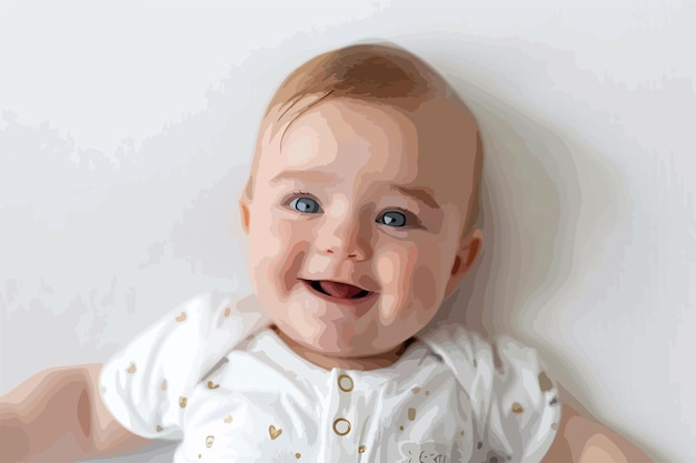 Vector adorable two month old baby boy smiling in portrait