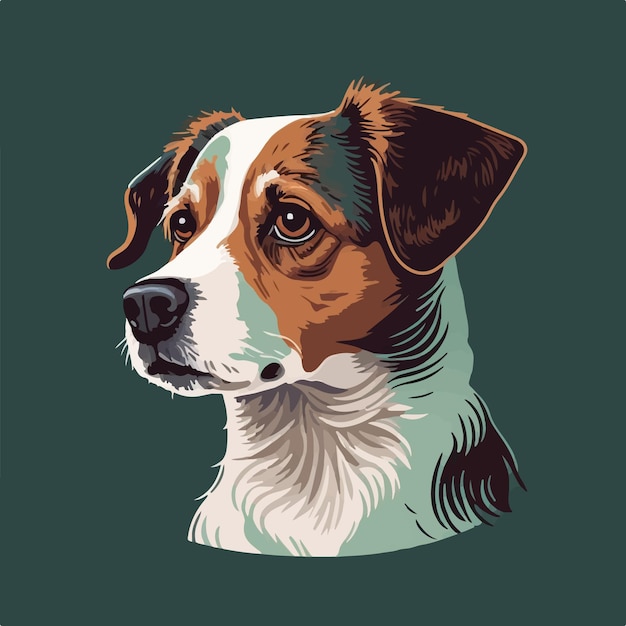 Adorable vector illustration of a fluffy puppy with a green bandana