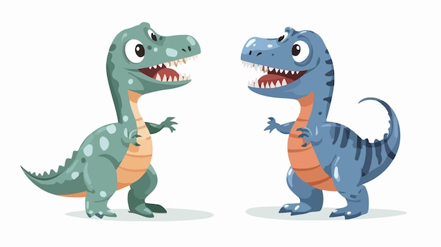 Adorable Velociraptor and Tyrannosaurus Rex Dinosaur Playful Interaction Image