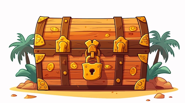 Vector adorable vintage treasure chest locked with a cute twist