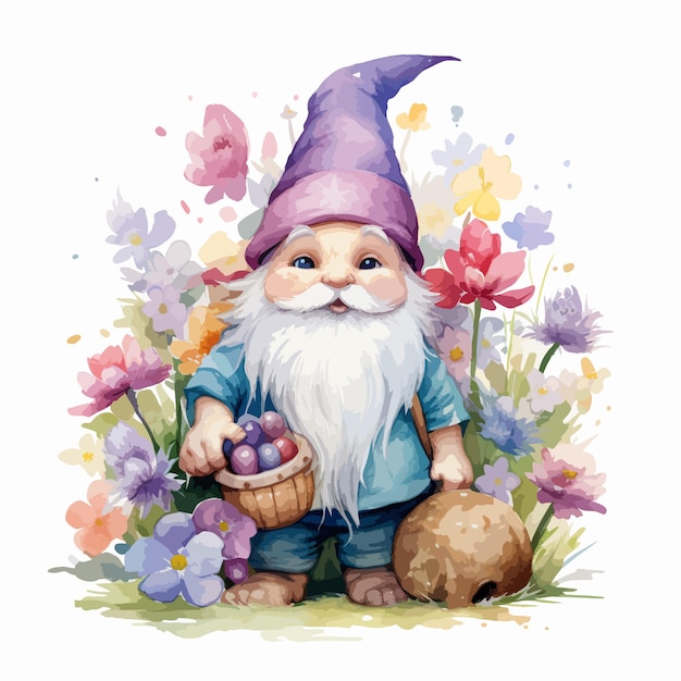 Adorable Watercolor Easter Gnome Illustration for Festive Designs