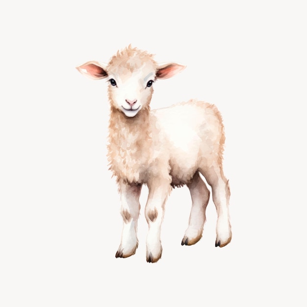 Adorable watercolor lamb illustration