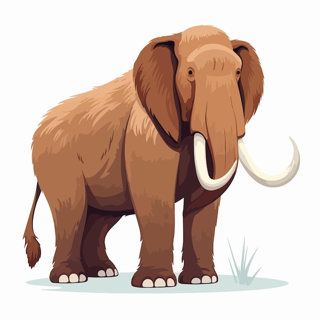 Vector adorable woolly mammoth on white background