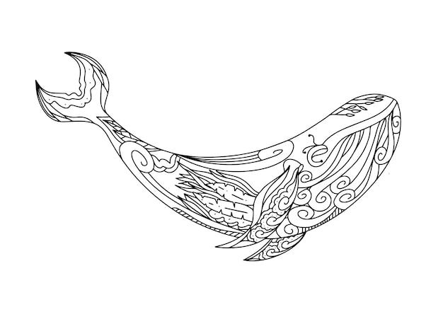 Adult coloring book page 1 abstract whale