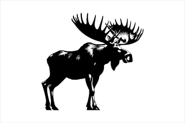 Vector adult moose black silhouette