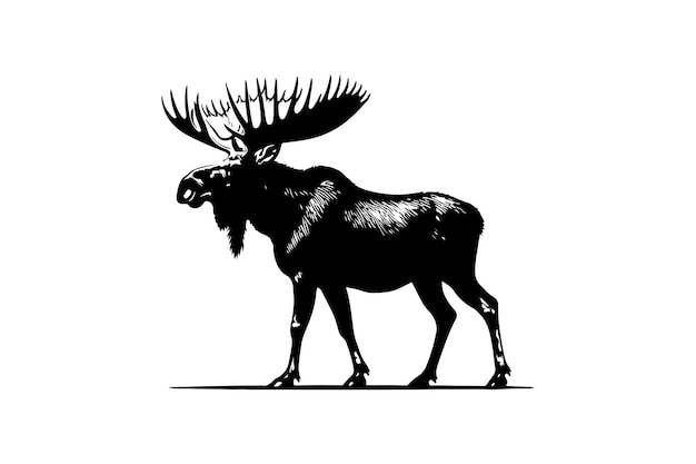 Vector adult moose black silhouette