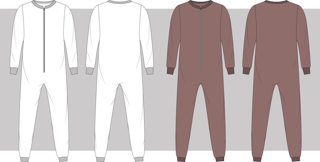 Adult Unisex jumpsuit technical drawing