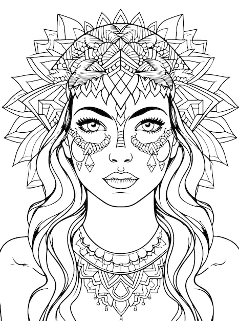 Adults Coloring Page_Mandala Women_3