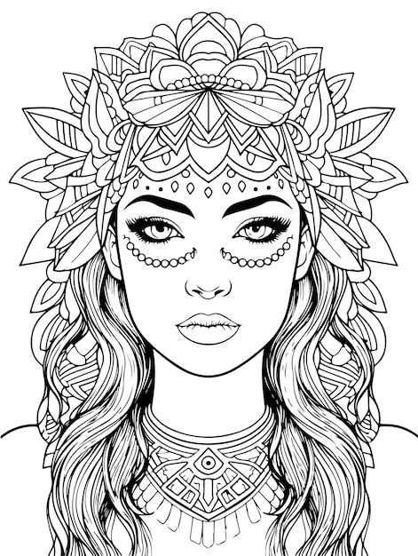 Adults Coloring Page_Mandala Women_4