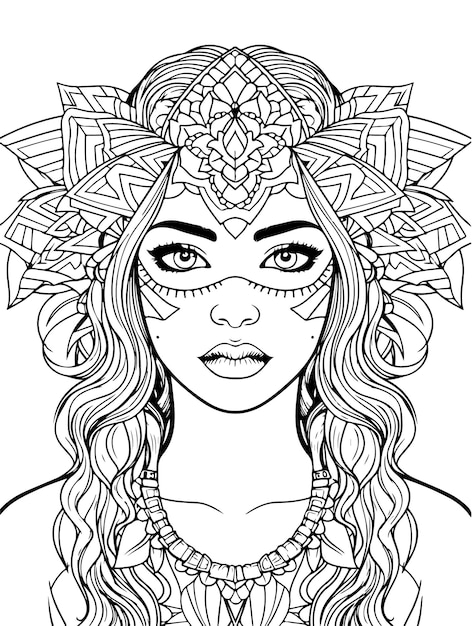 Adults Coloring Page_Mandala Women_7