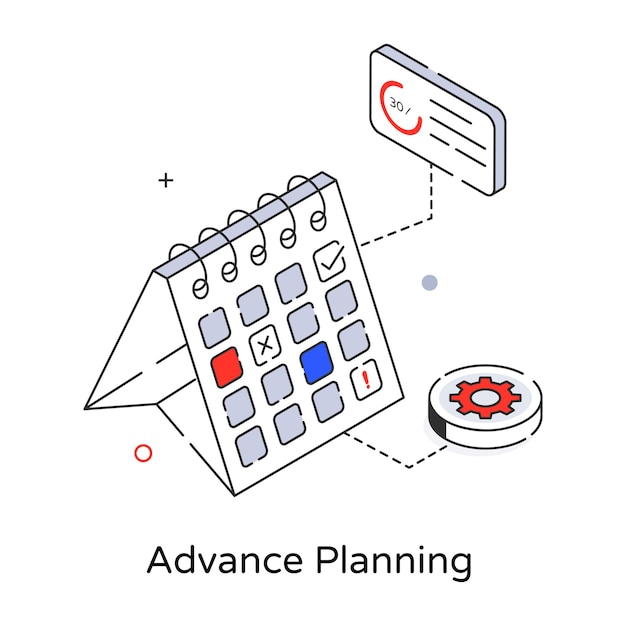 Advance planning outline isometric icon