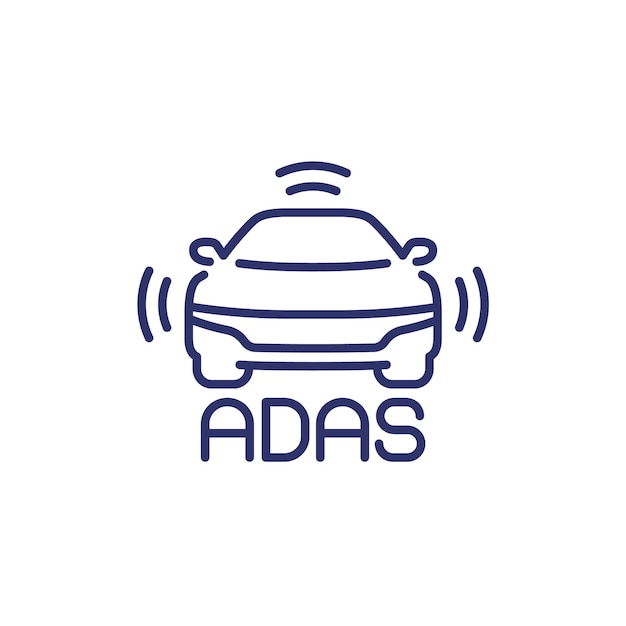 Advanced driverassistance system icon line vector