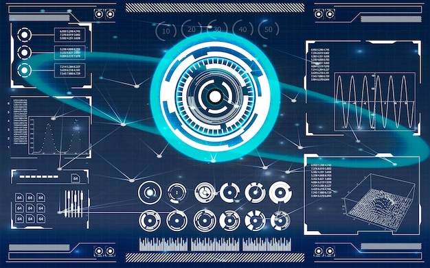 Vector advanced hud interface vector graphics for monitoring