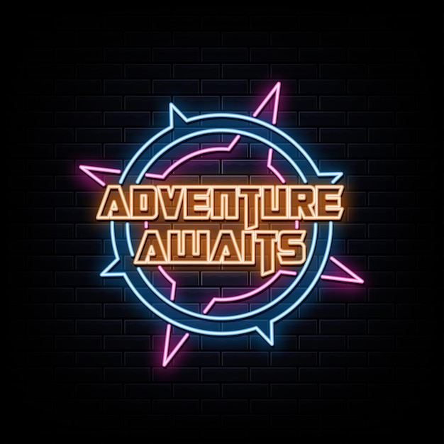 adventure awaits neon sign neon style