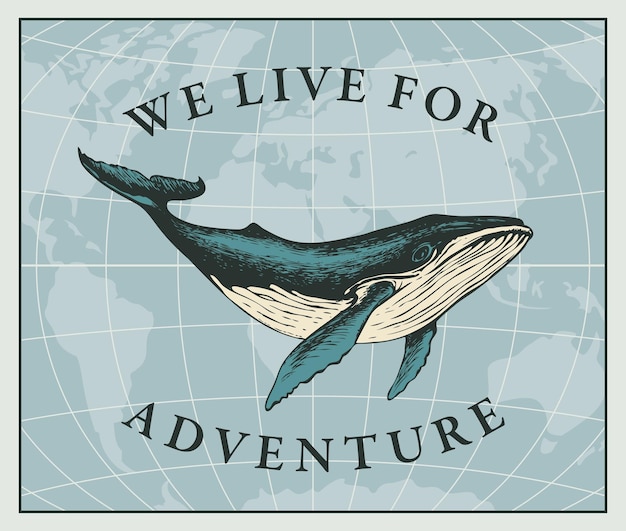 adventure banner with planet map and whale