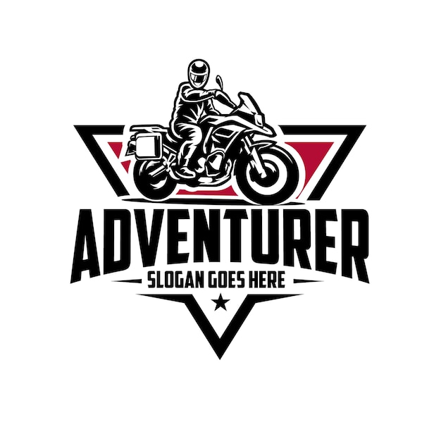 Adventure biker emblem logo vector art isolated. Biker logo vector template