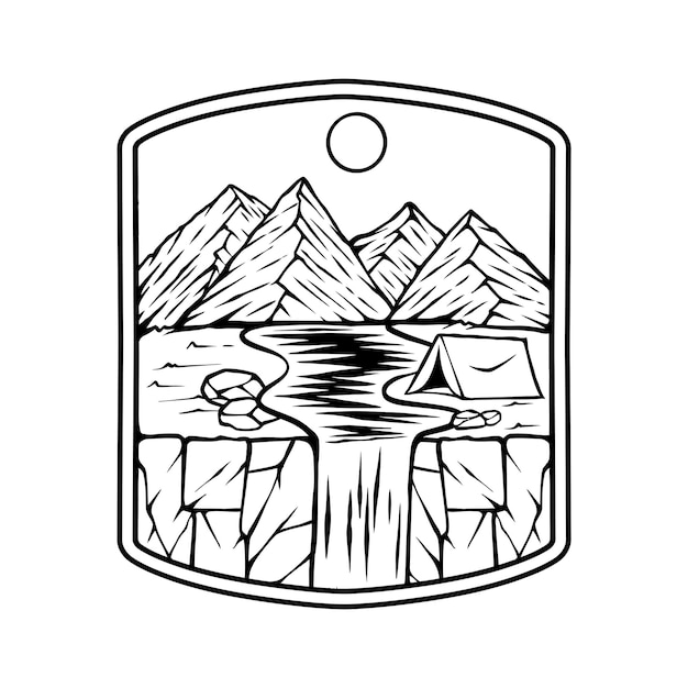 Adventure camping outdoor vintage badge logo isolated on frame badge