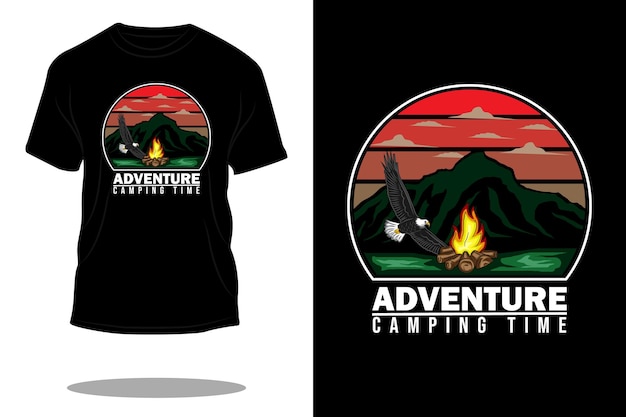 Adventure camping time retro t shirt design landscape