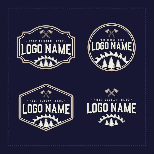 Adventure carpentry retro style logo design set Vintage logo set