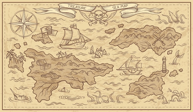 Adventure design of old treasure map