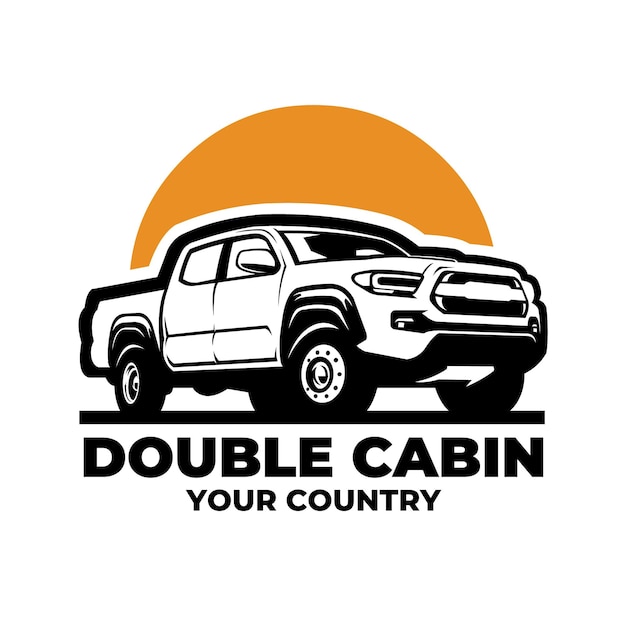 Adventure double cabin pickup truck logo vector isolated