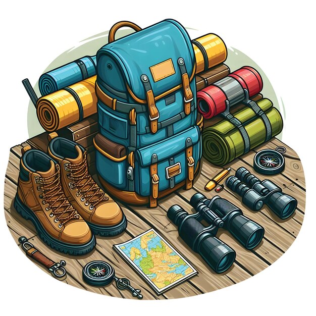 Vector adventure equipment vector art illustration design