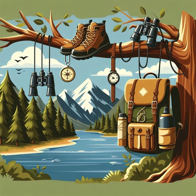 Vector adventure equipment vector art illustration design