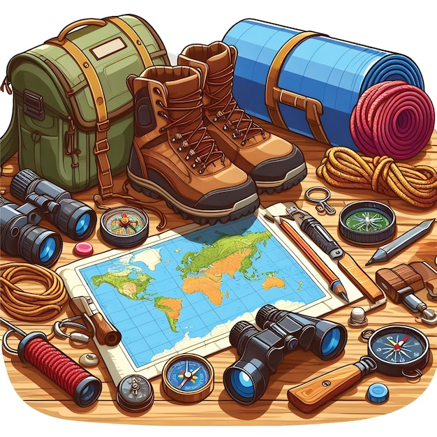 Vector adventure equipment vector art illustration design