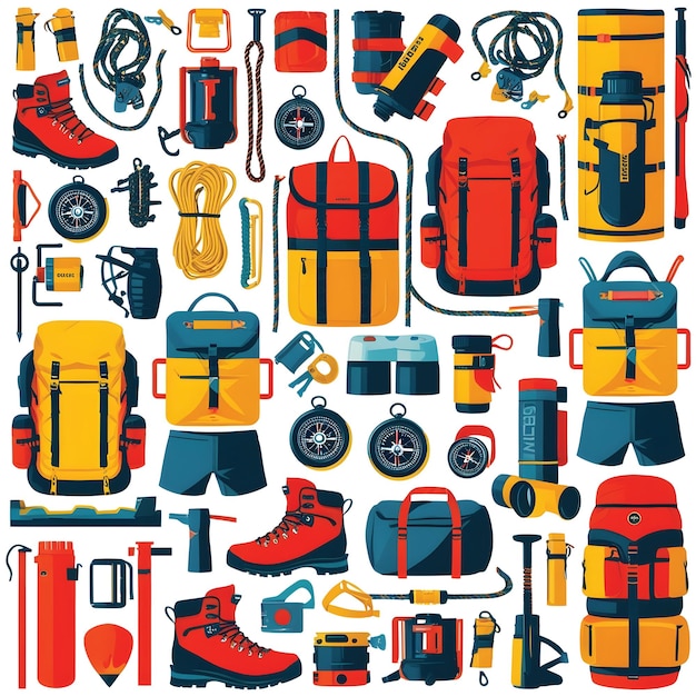 Vector adventure equipment vector art illustration design