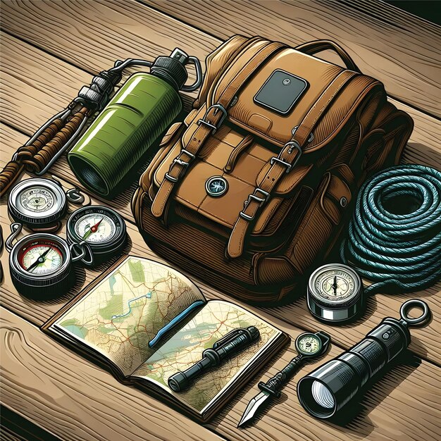 Vector adventure equipment vector art illustration design