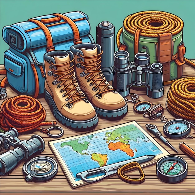 Vector adventure equipment vector art illustration design