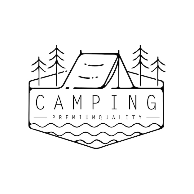 Adventure Expedition Campfire Camping Camp Logo line Design Vector illustration