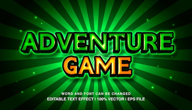 Adventure game futuristic neon glossy 3d editable text effect