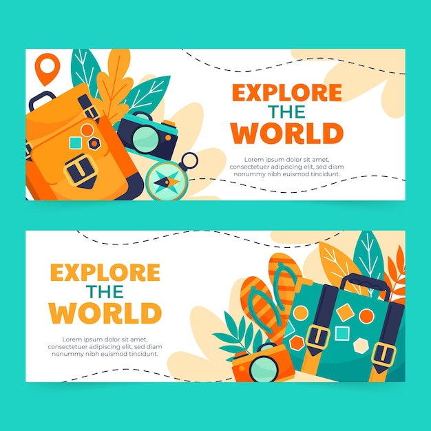 Adventure horizontal banners set