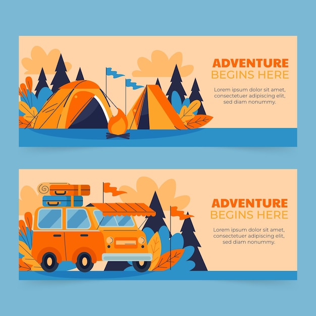 Adventure horizontal banners set