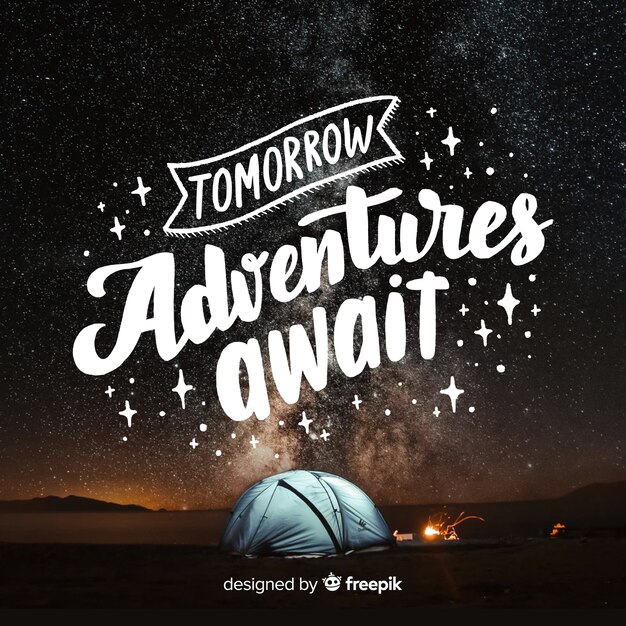 Vector adventure lettering with photo