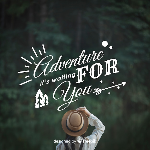 Vector adventure lettering with photo