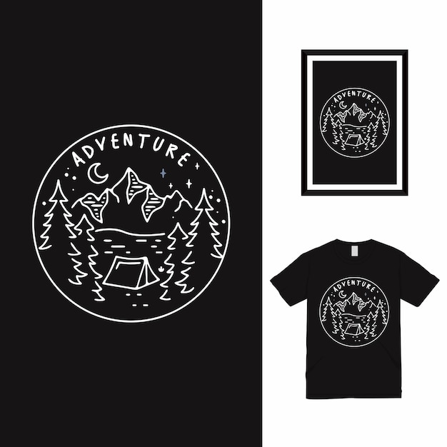 Adventure Line Art T shirt Design