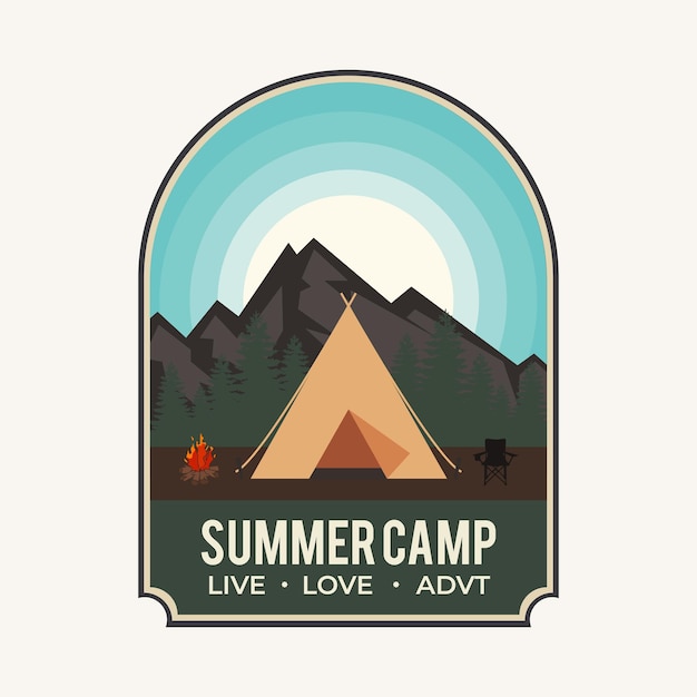 Adventure logo design template. Camp logo background design