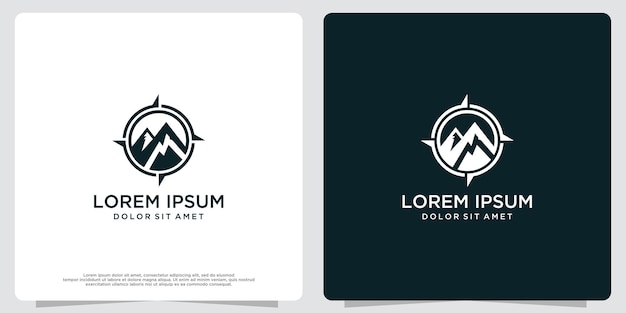 Adventure logo design with compass and mountain elements