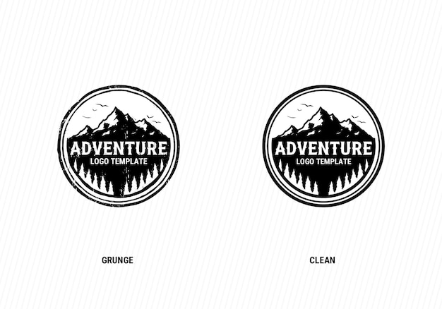 Adventure Logo Template Mountain Alpine Trees And Birds Illustration For Adventure Badge