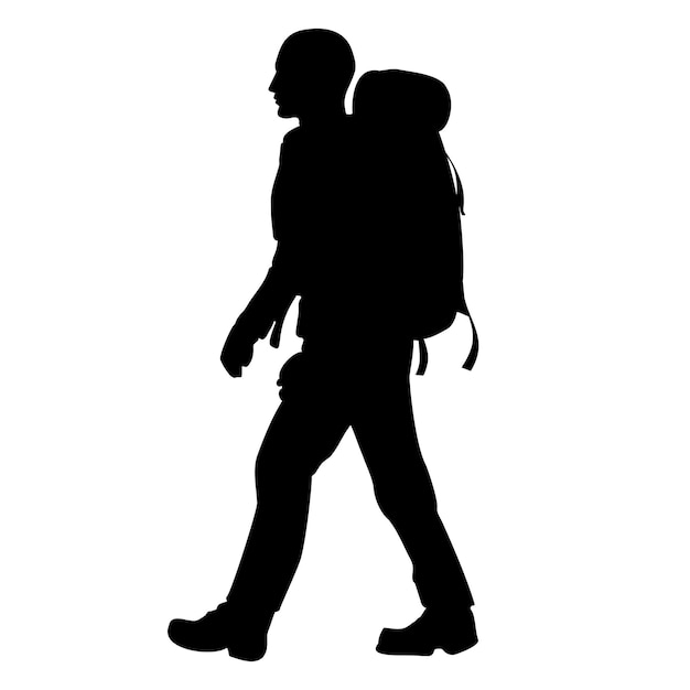 Vector adventure man backpacker silhouette vector illustration