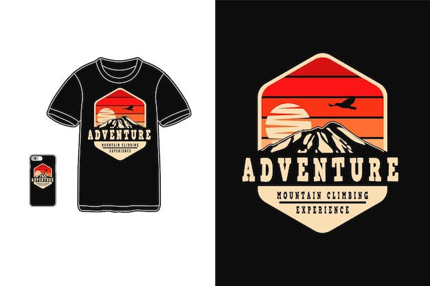 Adventure mountain climber experience t shirt design silhouette retro style