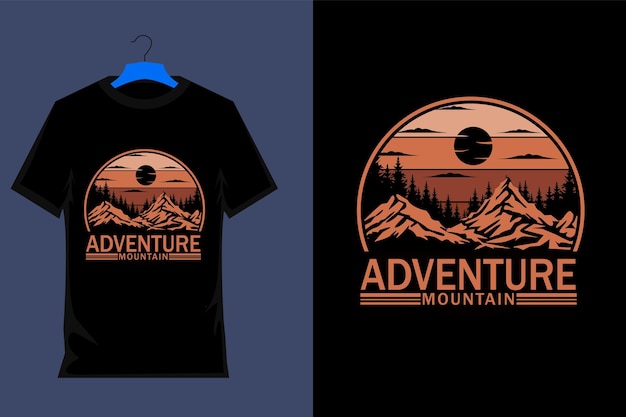 Adventure Mountain Retro T Shirt Design