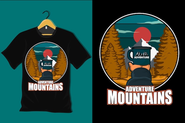 Adventure Mountain Retro Vintage T Shirt Design